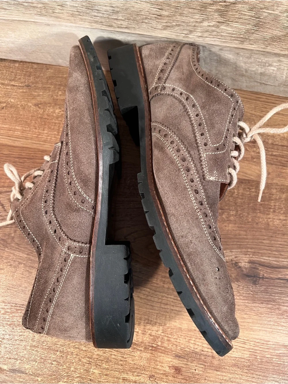 Saks Fifth Avenue Men's Taupe Suede Wingtip Derbies